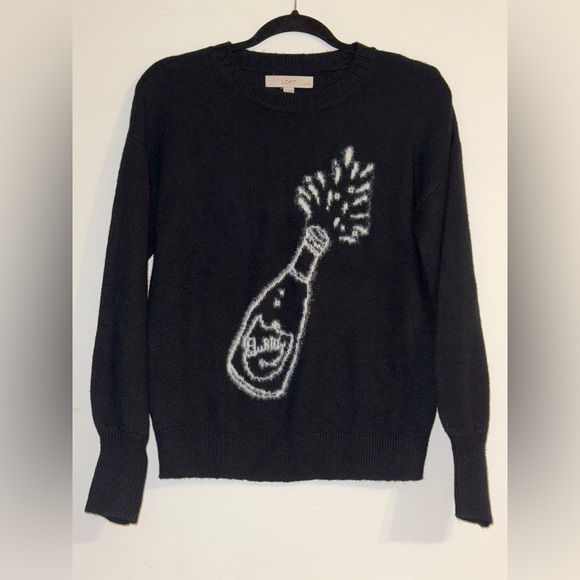 LOFT Black and White Champagne Sweater SIZE: SMALL PETITE - Picture 2 of 9